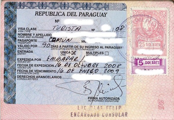 Документы для получения визы в посольстве Парагвая