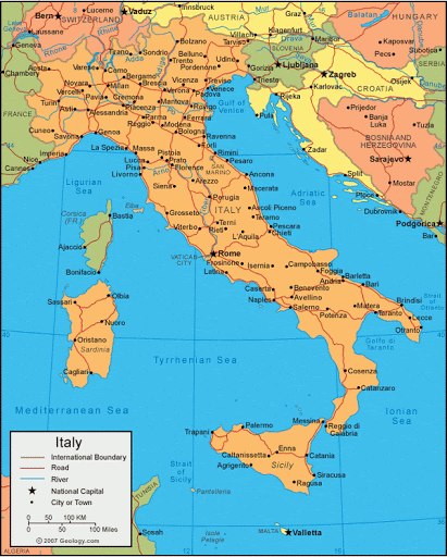 Площадь Италии в сравнении с регионами России