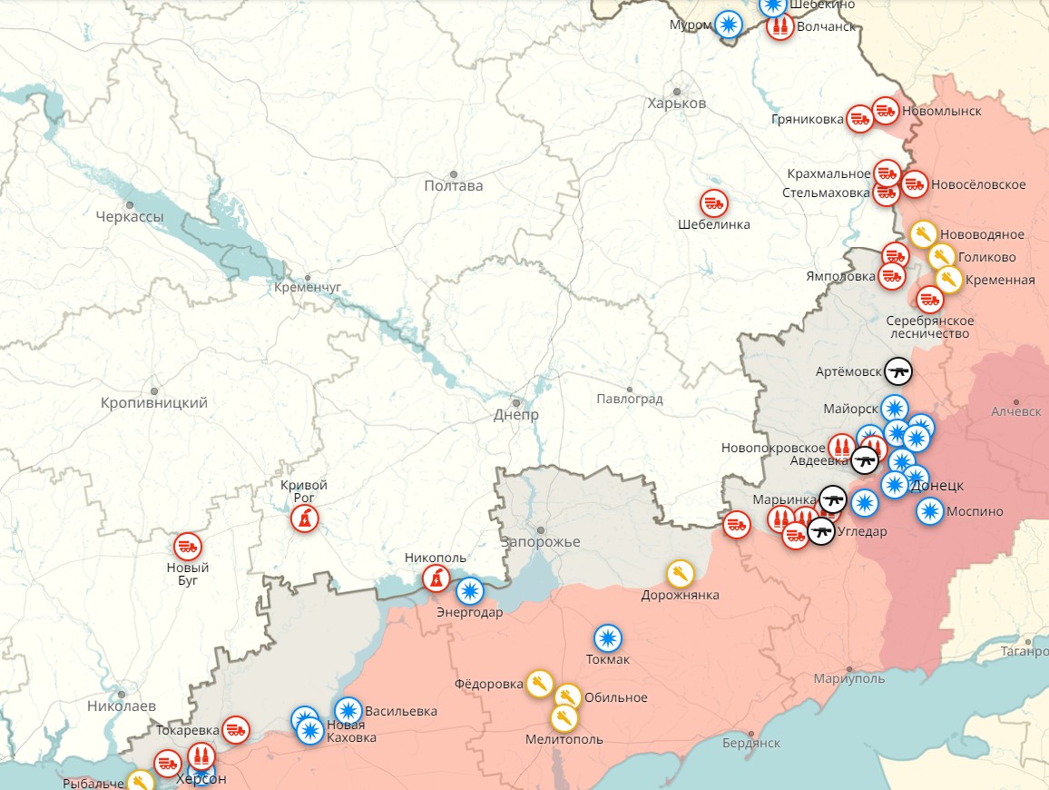 Карта боевых действий на Украине на сегодня