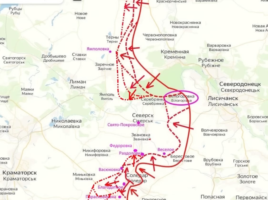 Карта боевых действий под Артемовском