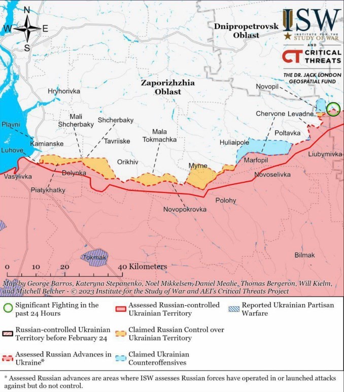Запорожское направление на карте боевых действий